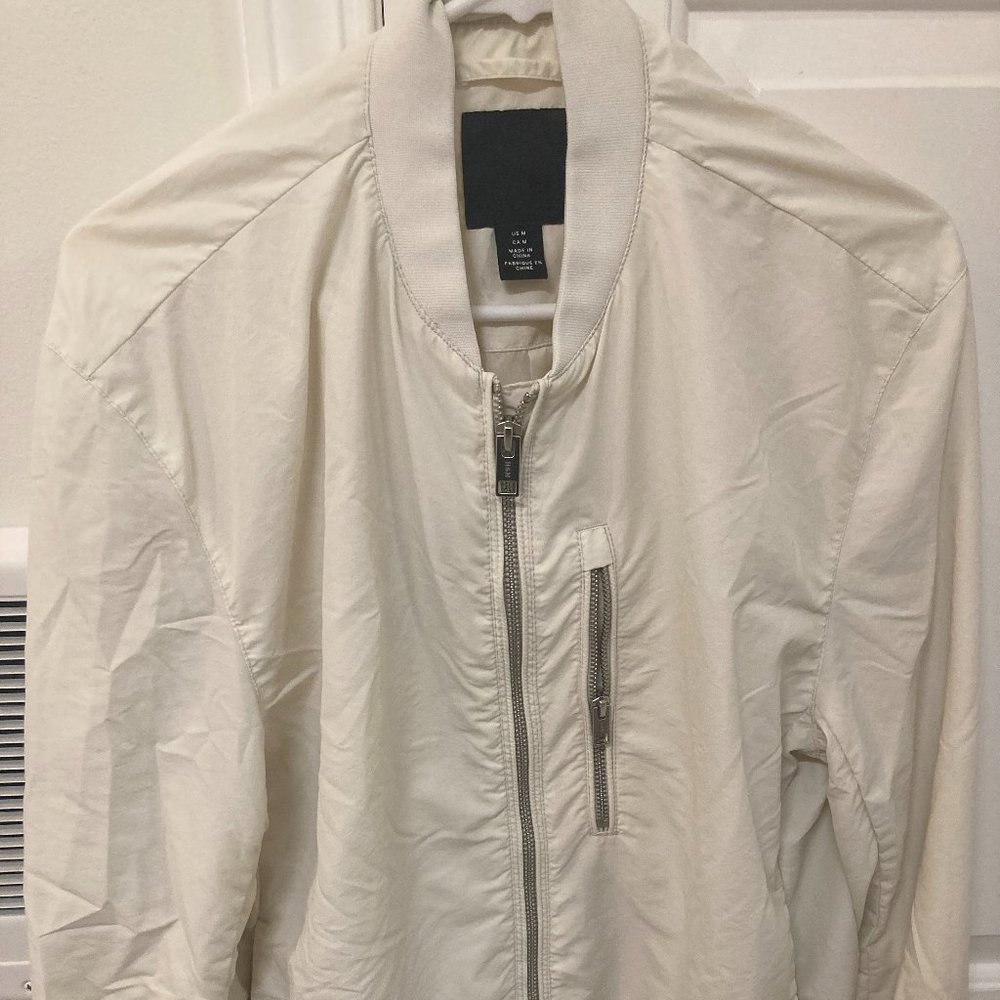 H&M White Windbreaker Bomber Jacket